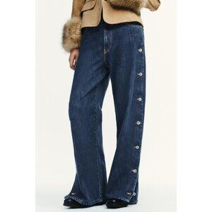 ZARA TRF BAGGY MID-WAIST BUTTON JEANS